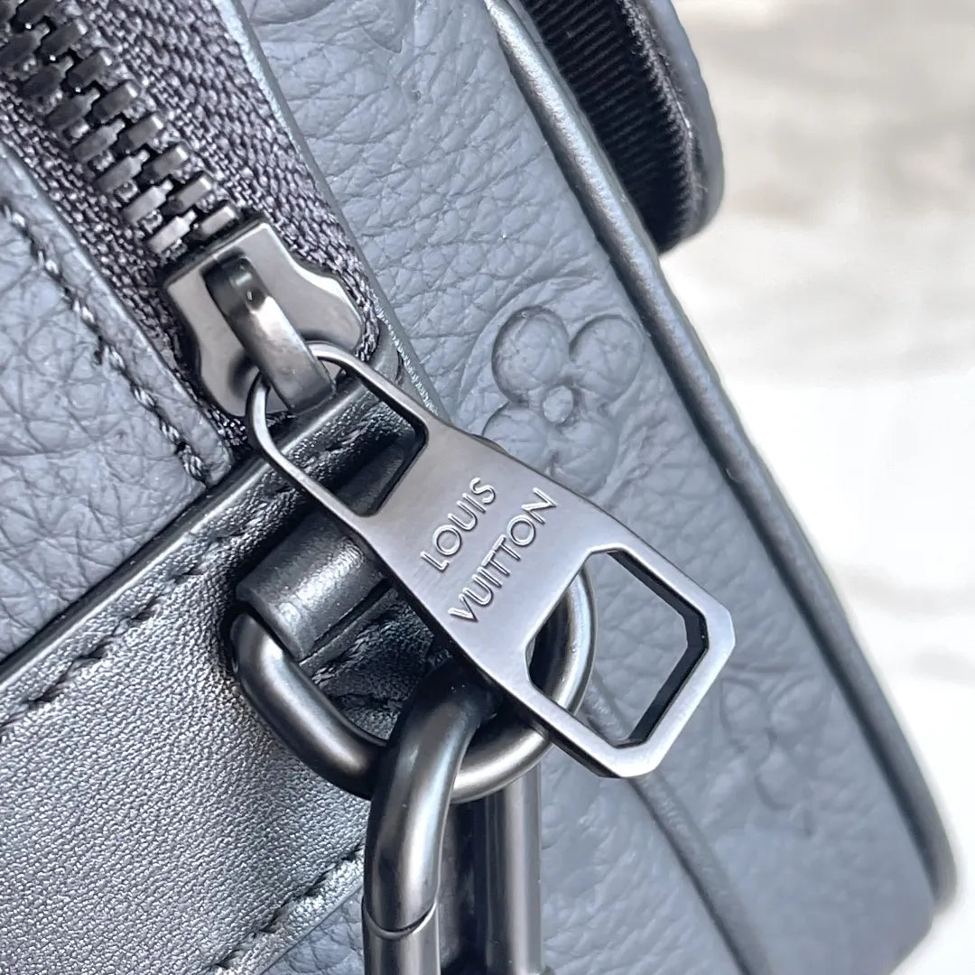 LV Black Embossed Strap Bag - Hình 6