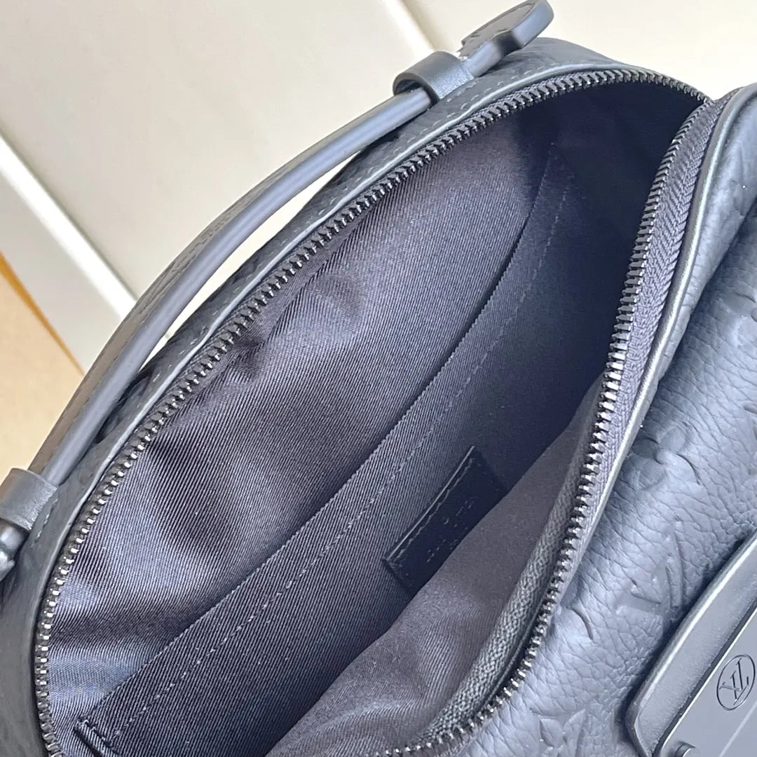 LV Black Embossed Strap Bag - Hình 8