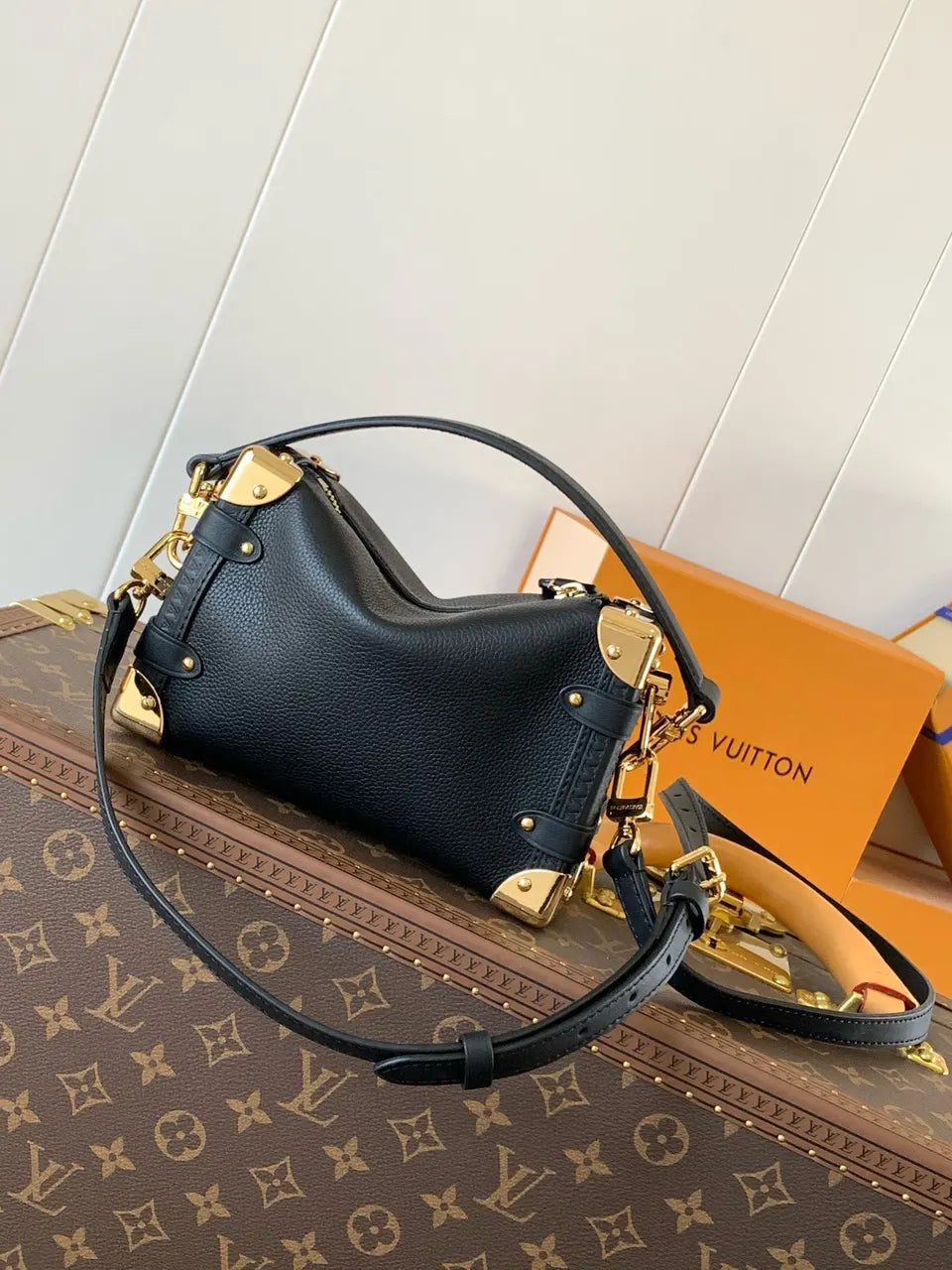 Louis Vuitton Black Leather Soft Trunk