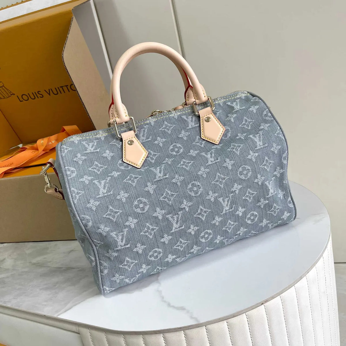 bandoulière LV Denim Speedy Blue - Hình 2
