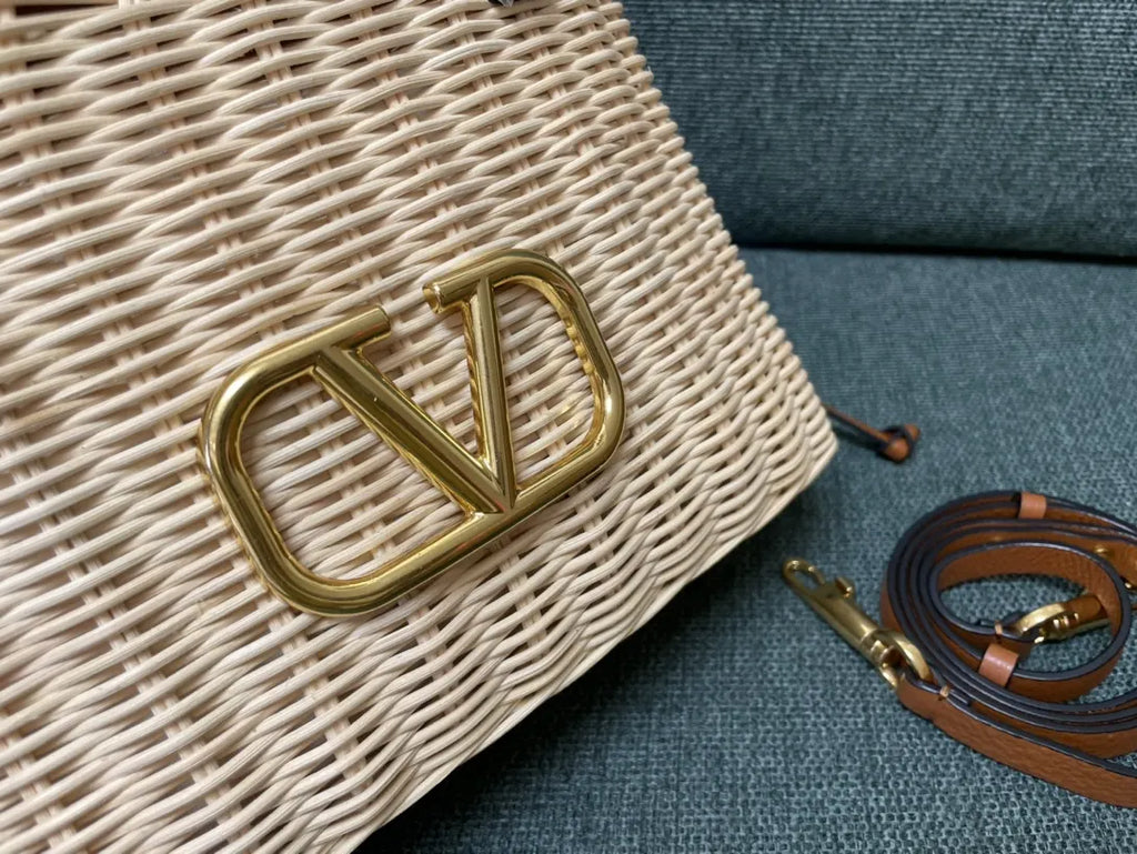 Valentino Natural Raffia VLogo Bag - Hình 2