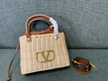 Valentino Natural Raffia VLogo Bag