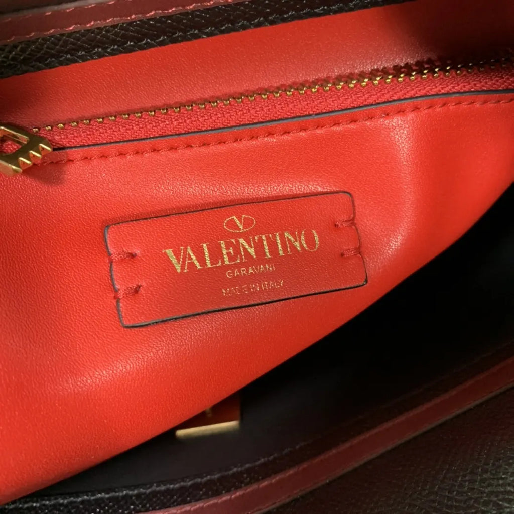 Valentino Black Grain Leather Shoulder Bag - Hình 9