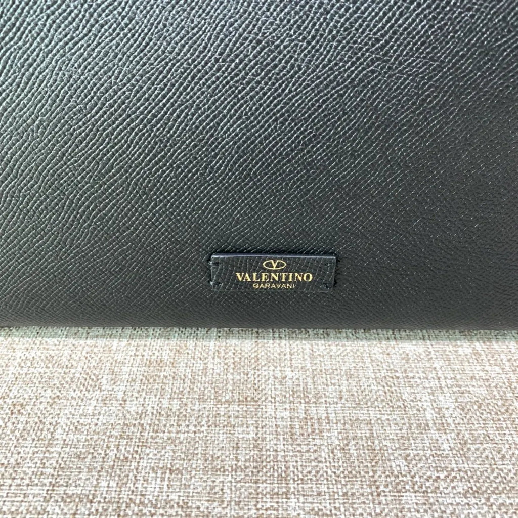 Valentino Black Grain Leather Shoulder Bag - Hình 8