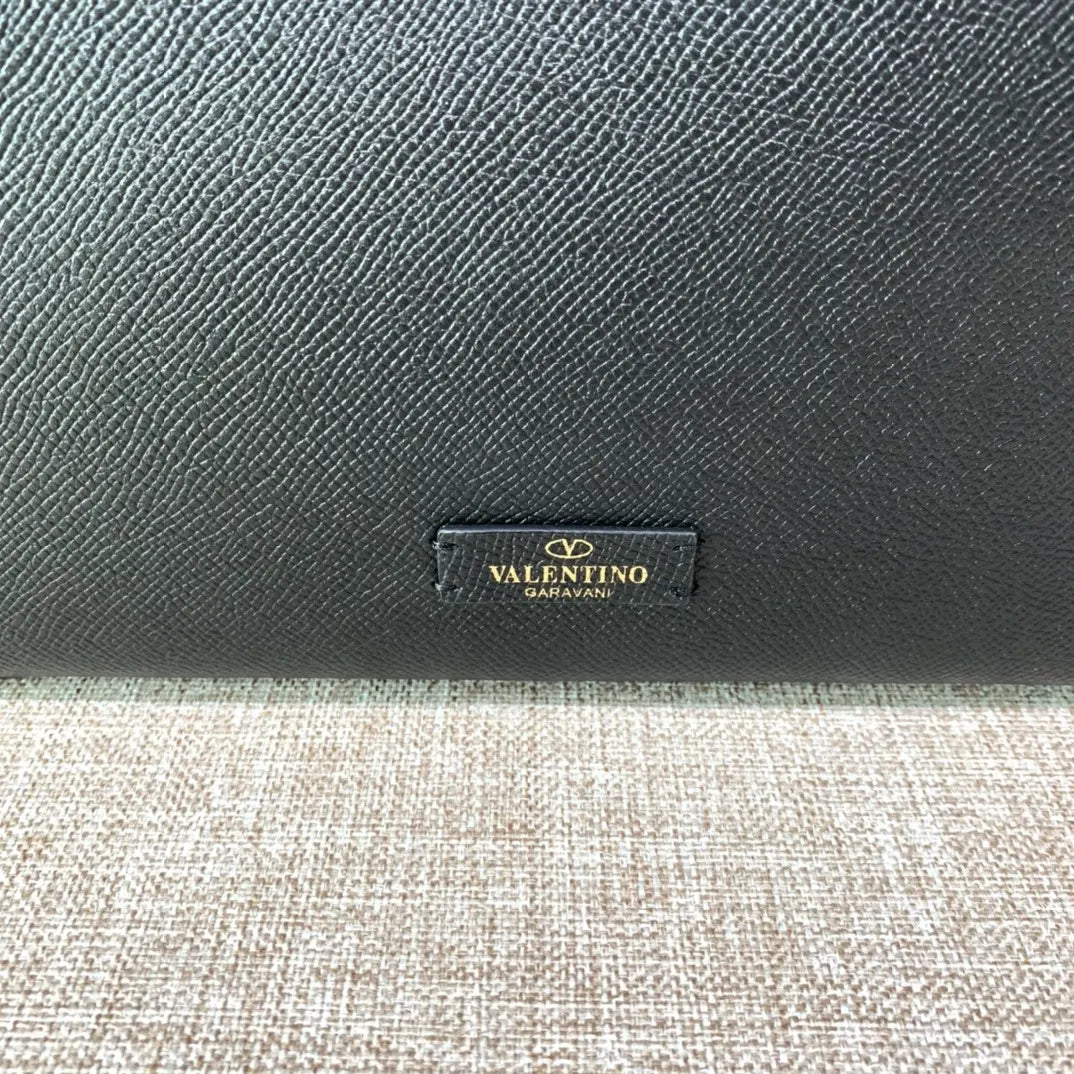 Valentino Black Grain Leather Shoulder Bag - Hình 8