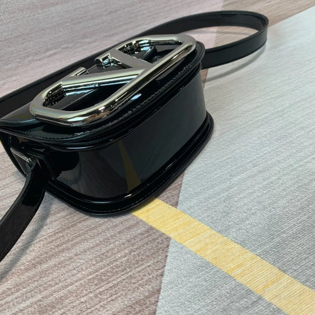 Valentino Black Patent Leather Bag - Hình 5