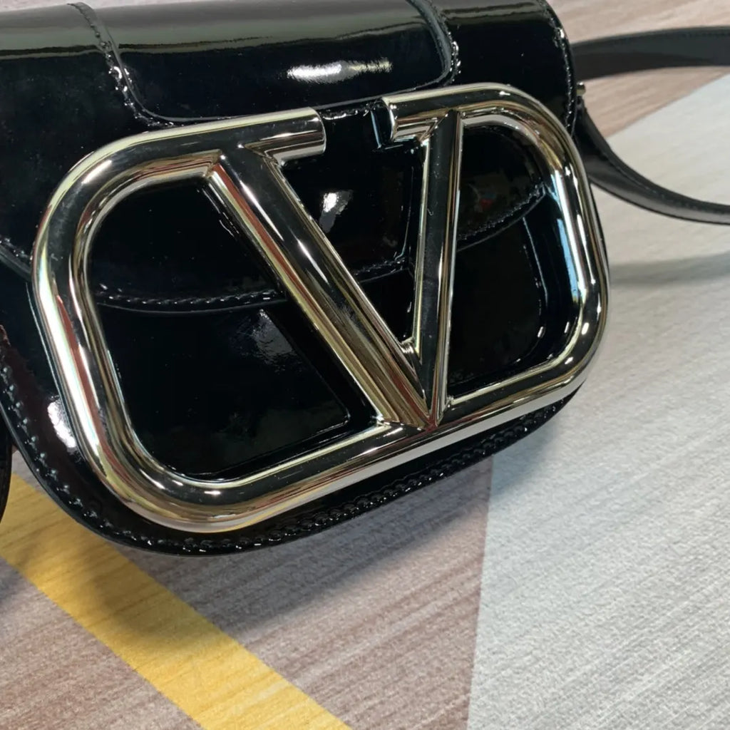Valentino Black Patent Leather Bag - Hình 2