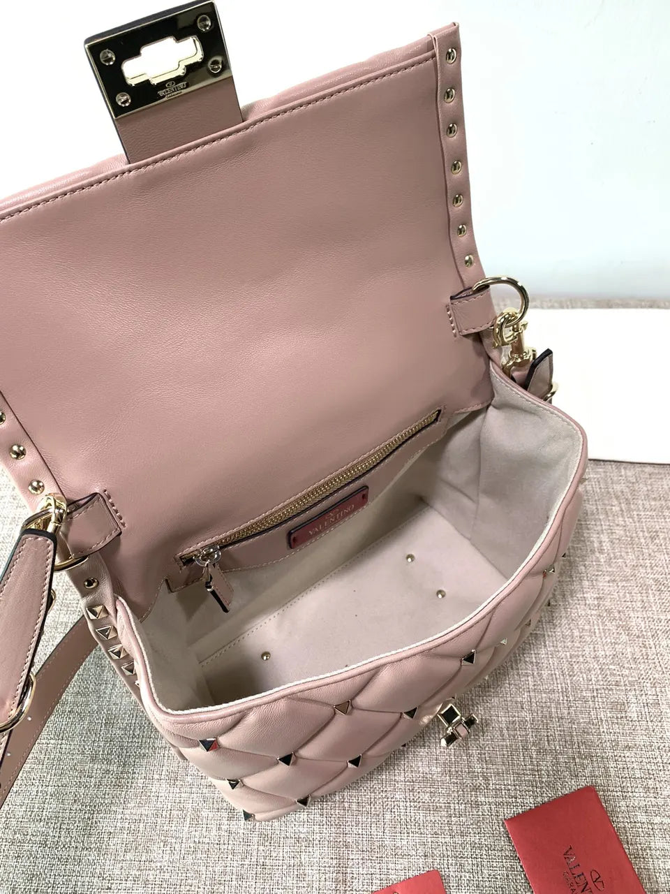 Valentino Light Pink Stud Bag - Hình 6
