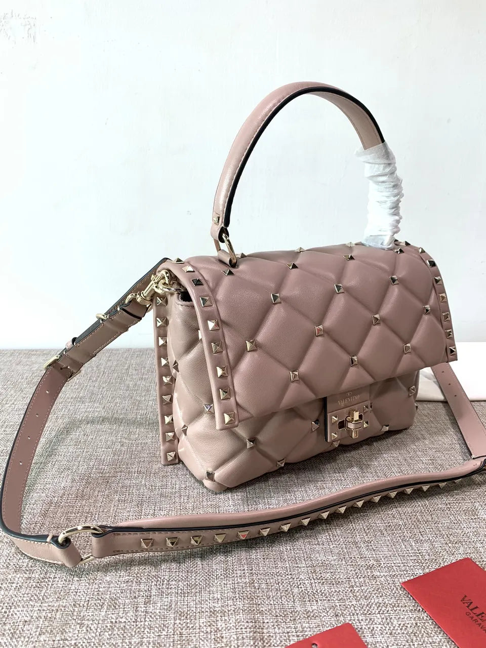 Valentino Light Pink Stud Bag - Hình 3