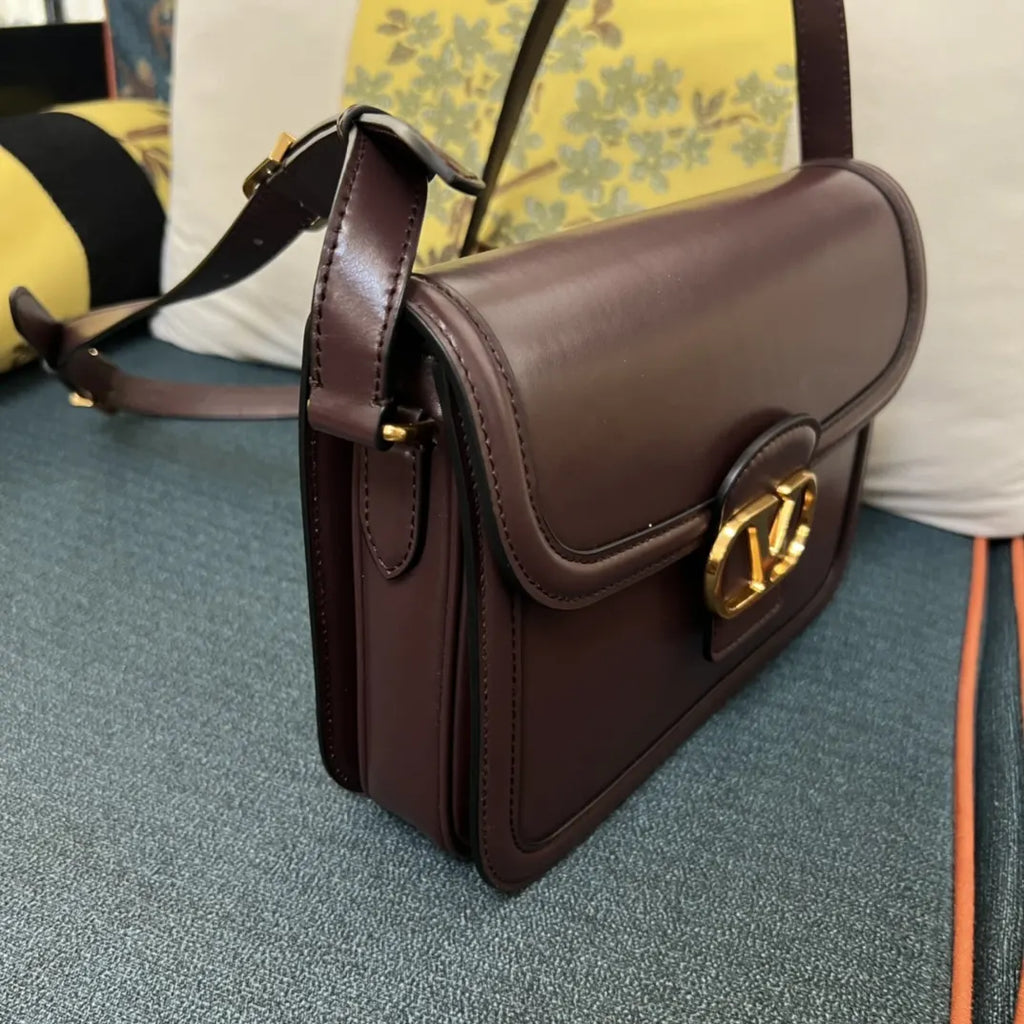 leather Valentino Burgundy VLogo Bag - Hình 4