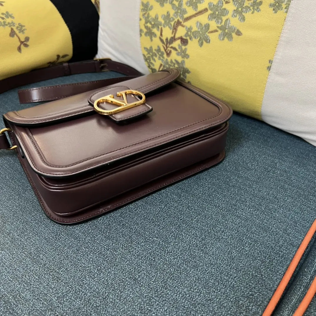leather Valentino Burgundy VLogo Bag - Hình 5