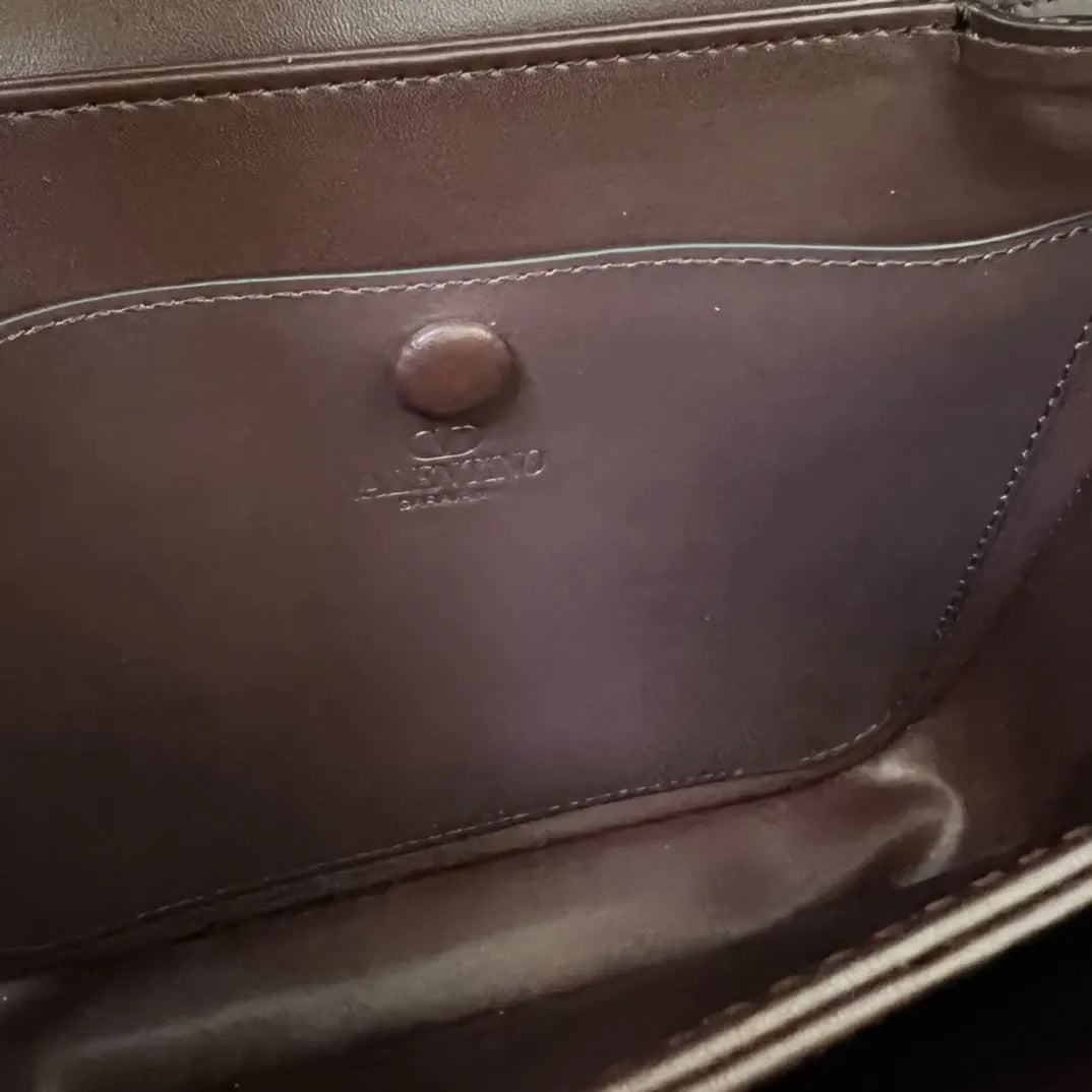 leather Valentino Burgundy VLogo Bag - Hình 9