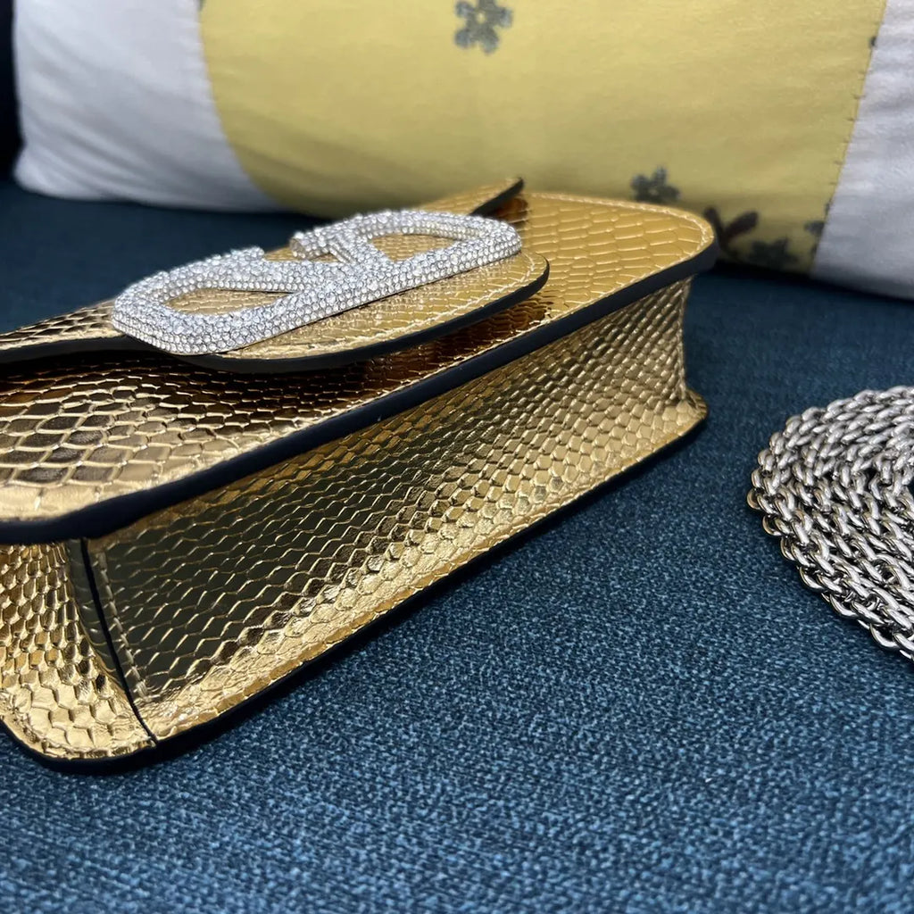 Valentino Gold Python Bag - Hình 3