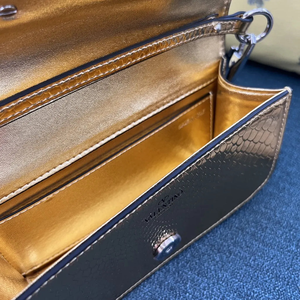 Valentino Gold Python Bag - Hình 8