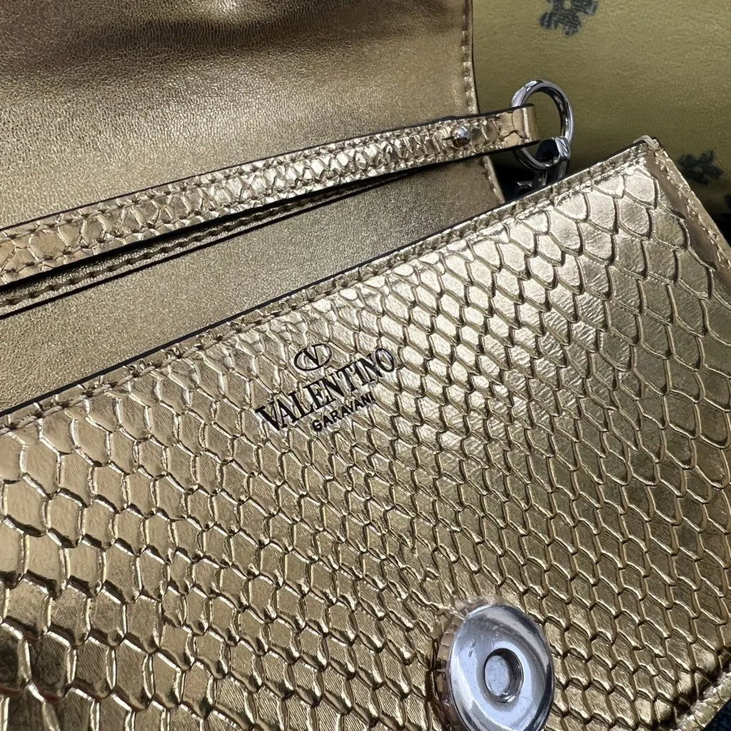 Valentino Gold Python Bag - Hình 7