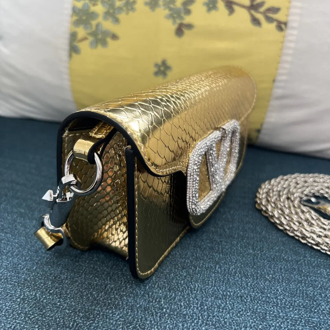 Valentino Gold Python Bag - Hình 2