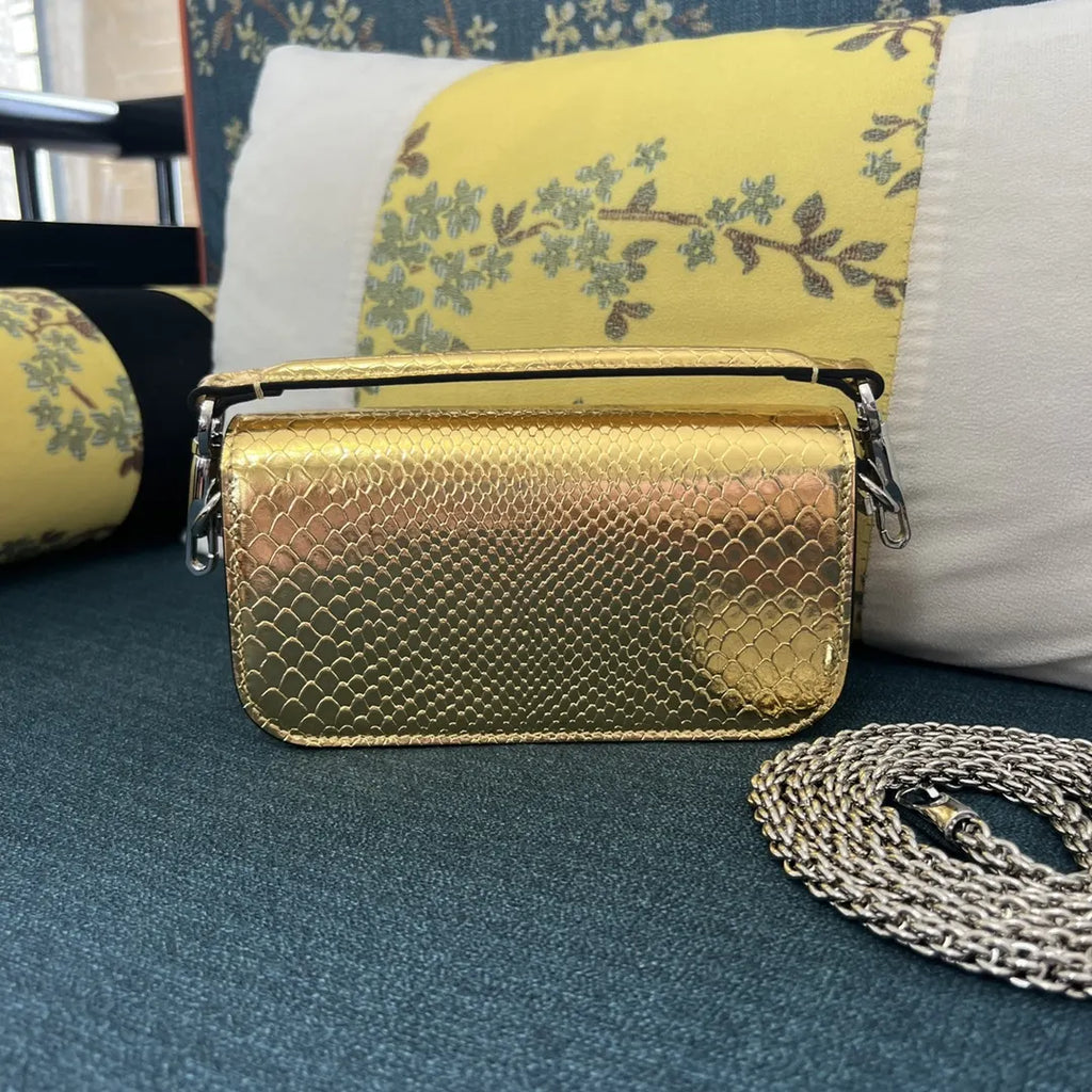 Valentino Gold Python Bag - Hình 5