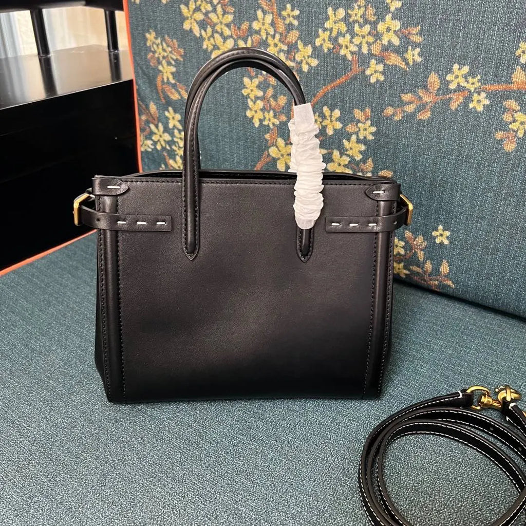 Valentino Black Leather Top Handle - Hình 6
