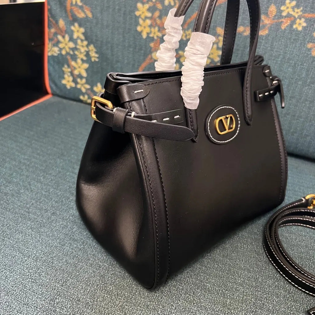 Valentino Black Leather Top Handle - Hình 3