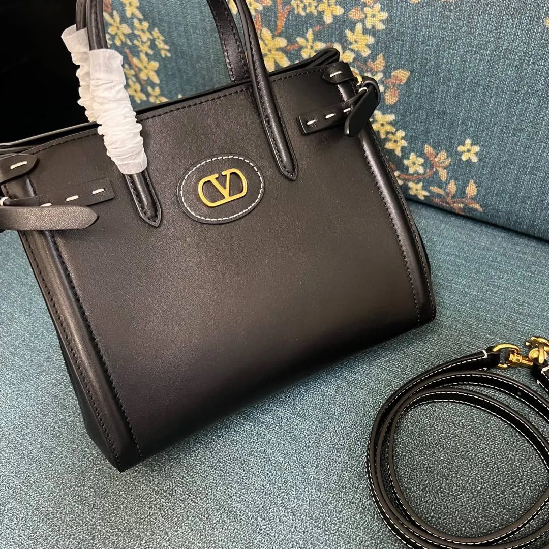 Valentino Black Leather Top Handle - Hình 2