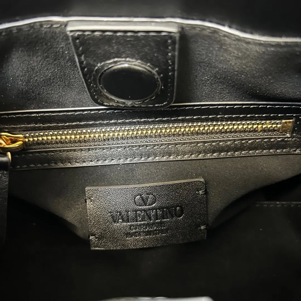 Valentino Black Leather Top Handle - Hình 9