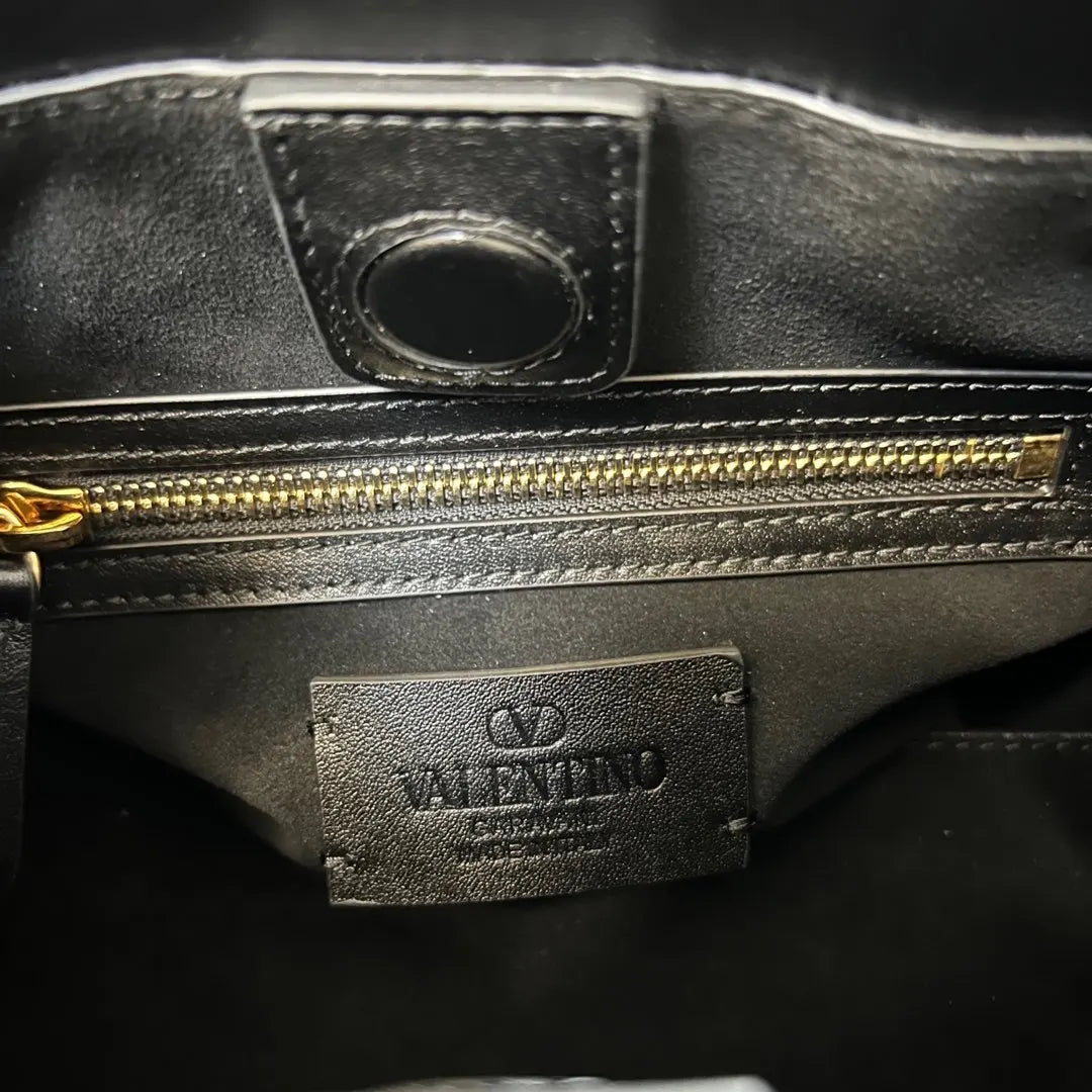 Valentino Black Leather Top Handle - Hình 9