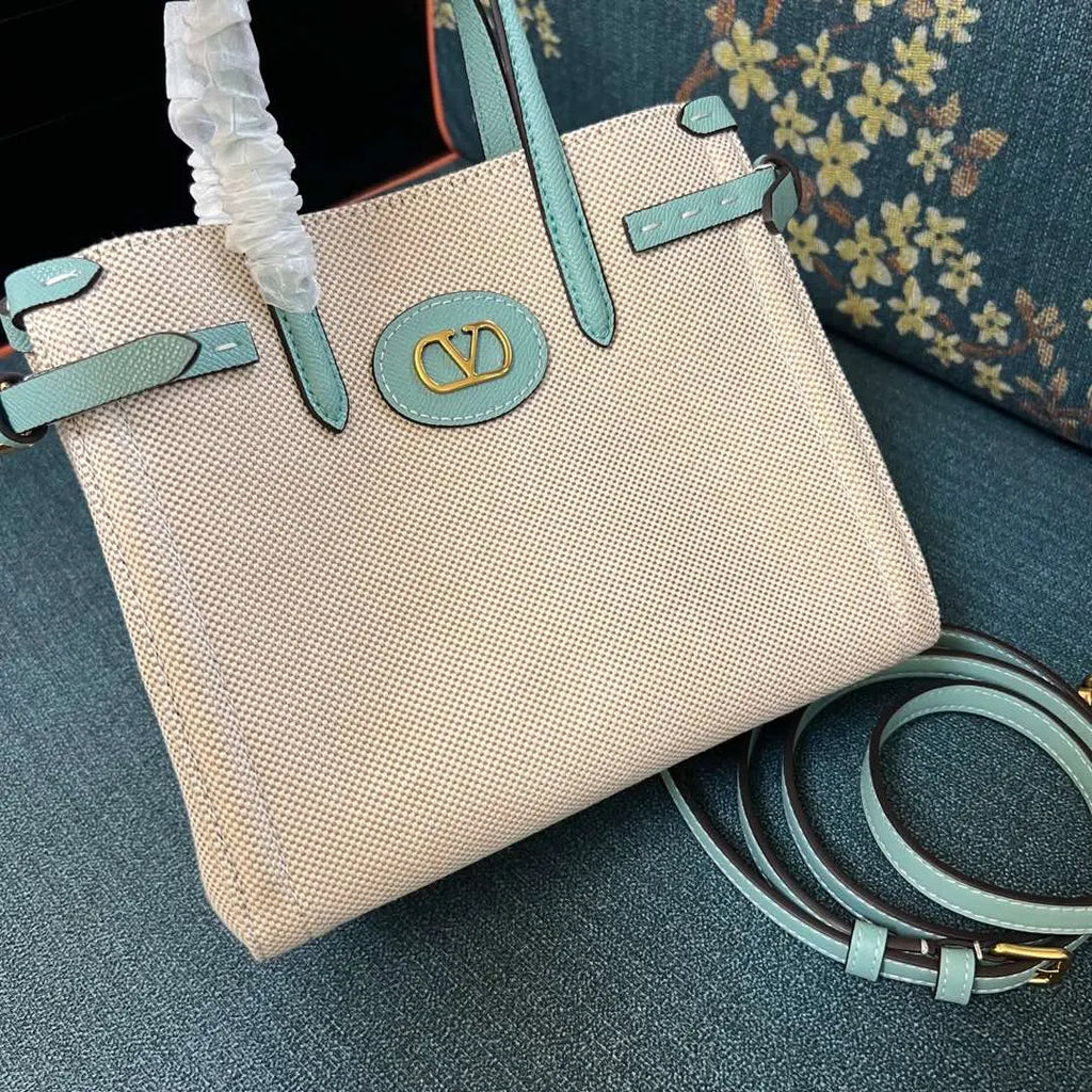 Valentino Ivory & Aqua Bag - Hình 2