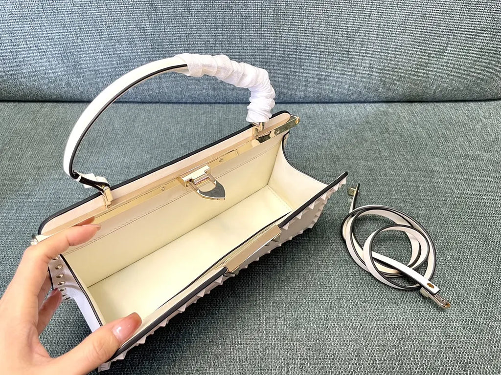 Valentino Ivory Leather Bag - Hình 6