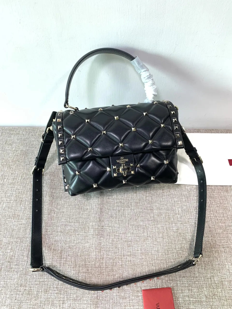 Valentino Stud Sign Black Bag - Hình 2
