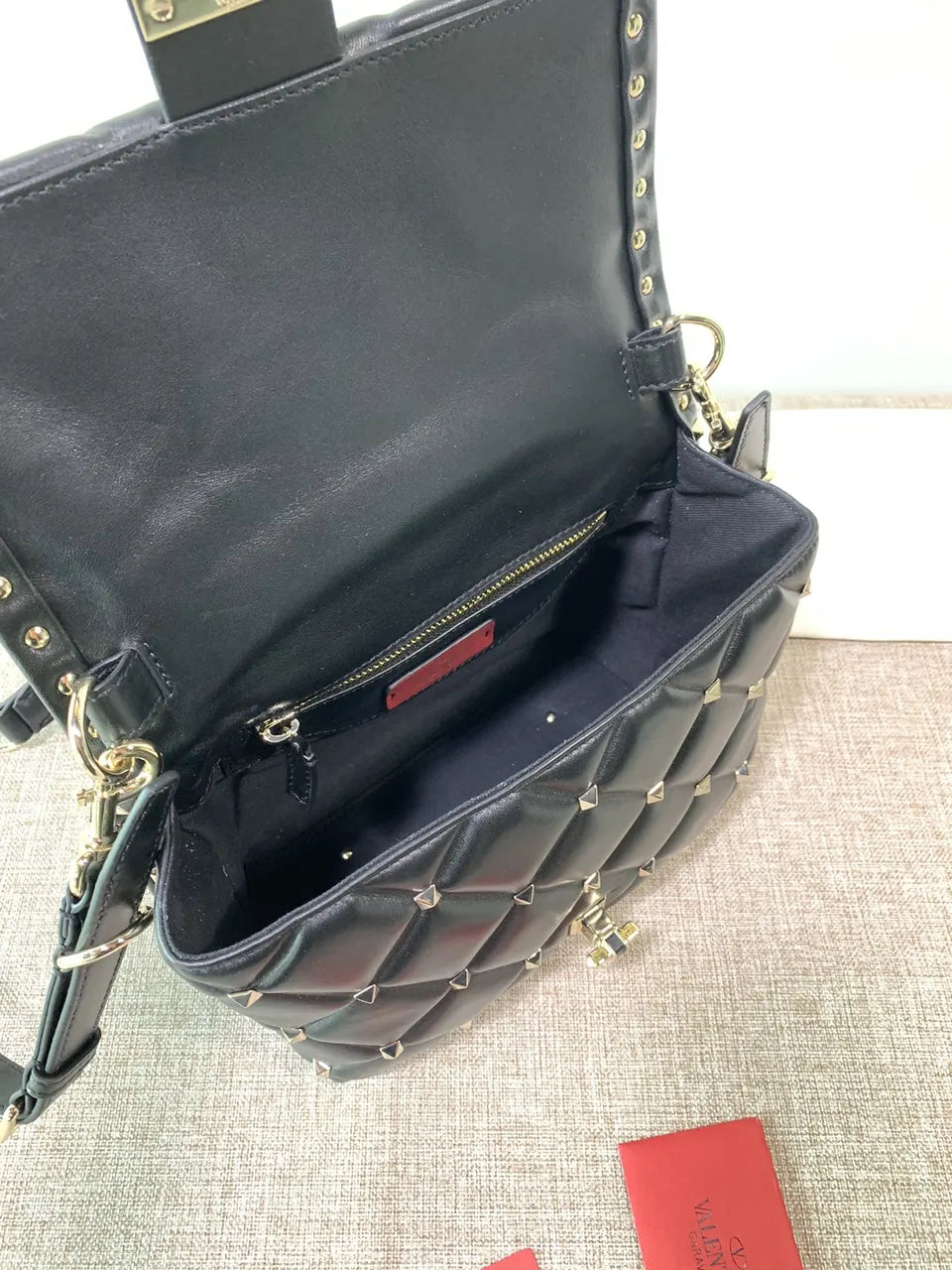 Valentino Stud Sign Black Bag - Hình 6