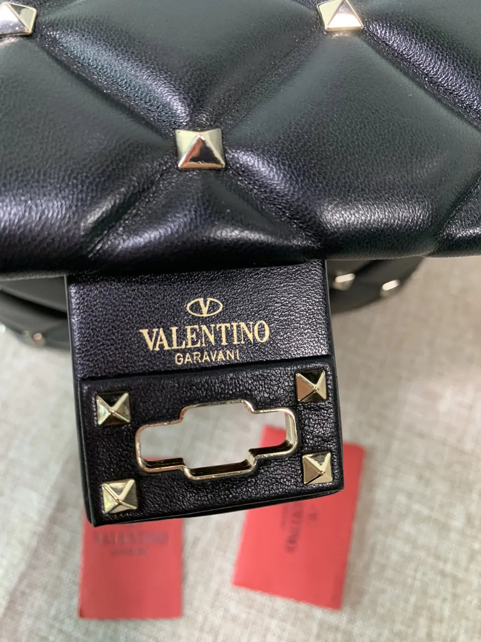 Valentino Stud Sign Black Bag - Hình 8