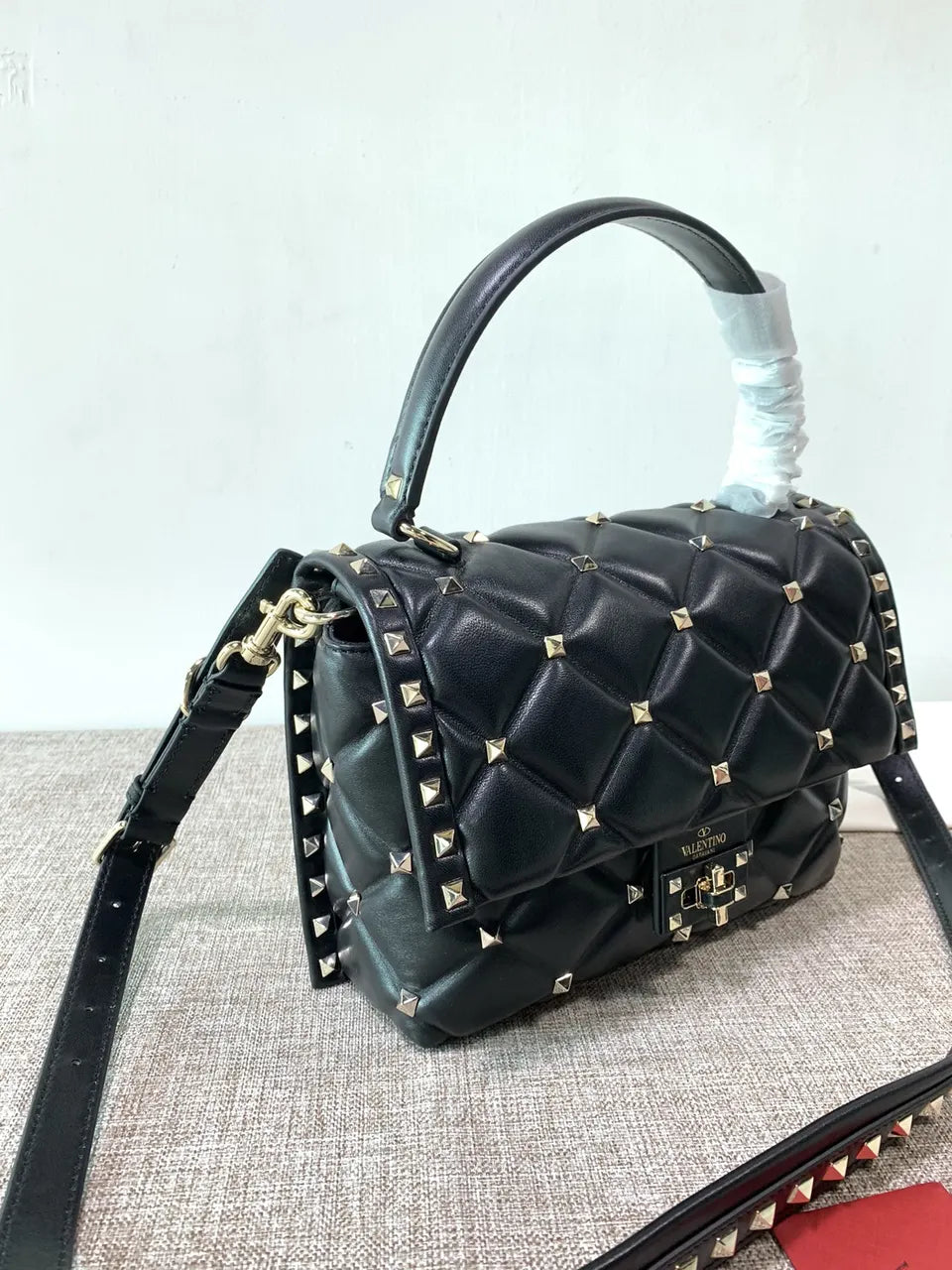 Valentino Stud Sign Black Bag - Hình 3