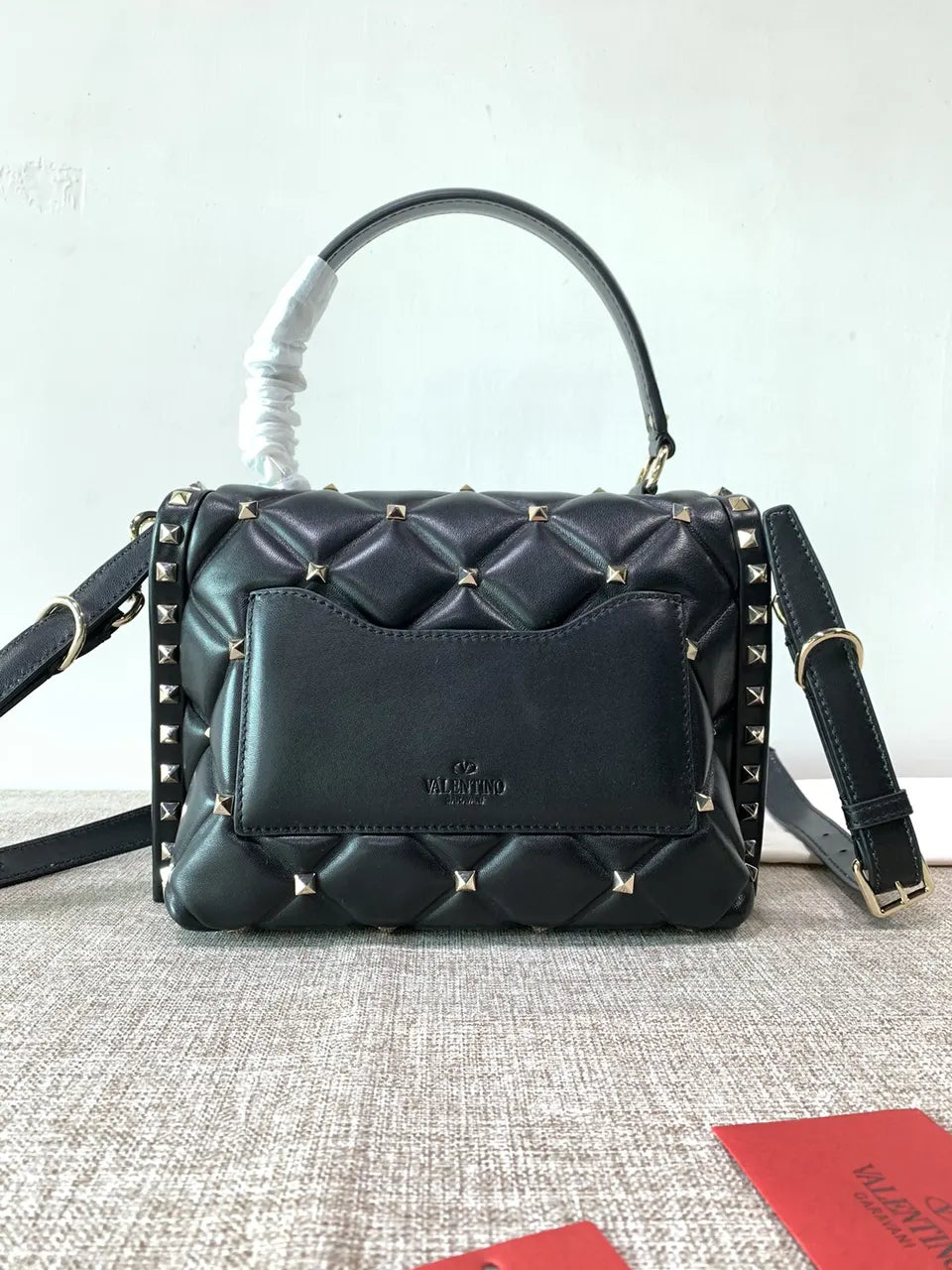 Valentino Stud Sign Black Bag - Hình 5