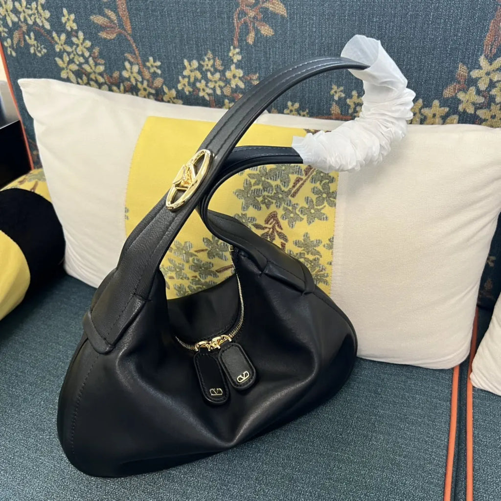 Valentino Black Leather Hobo - Hình 2