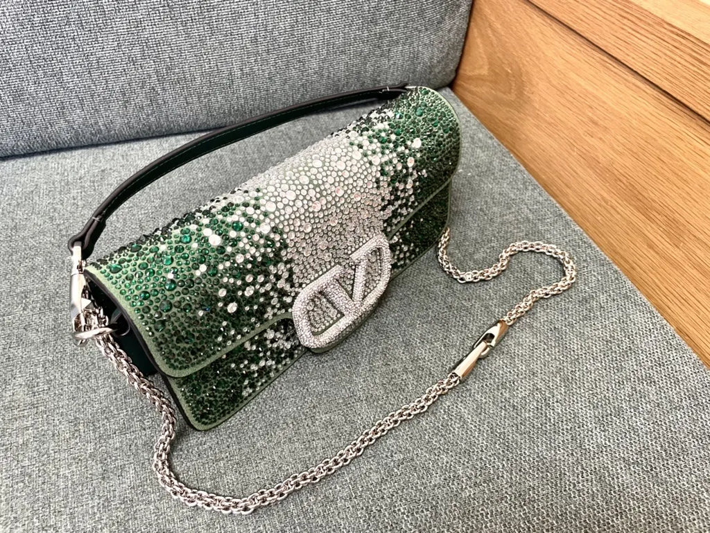 garavani Valentino Green Crystal Bag - Hình 4