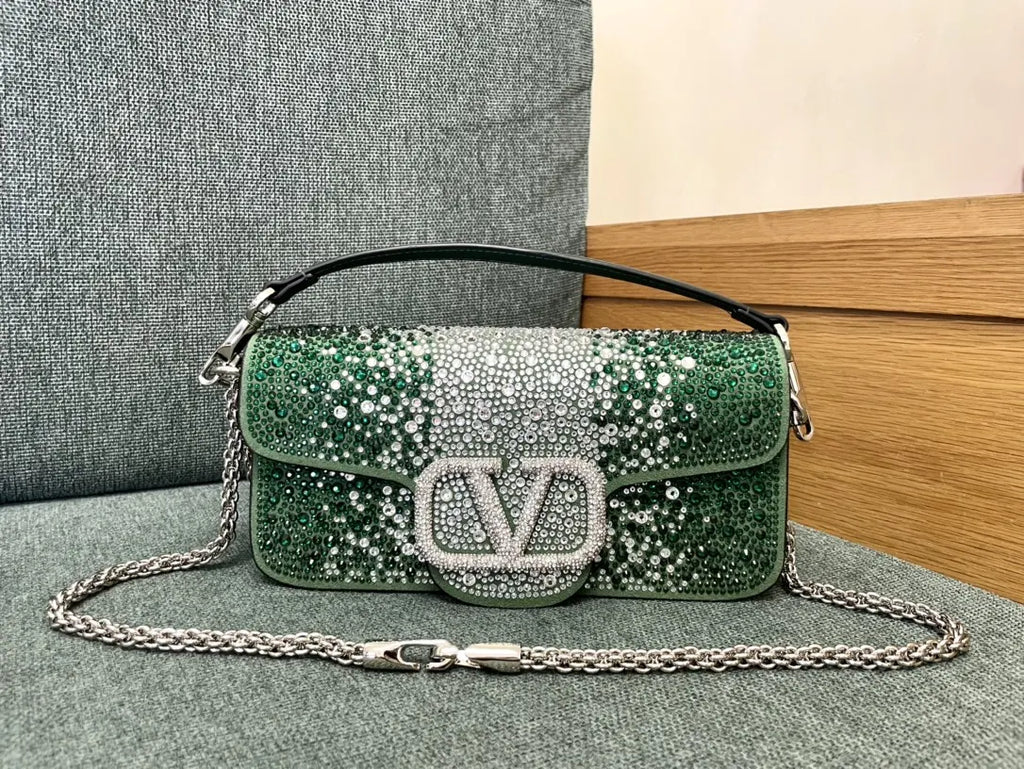 garavani Valentino Green Crystal Bag