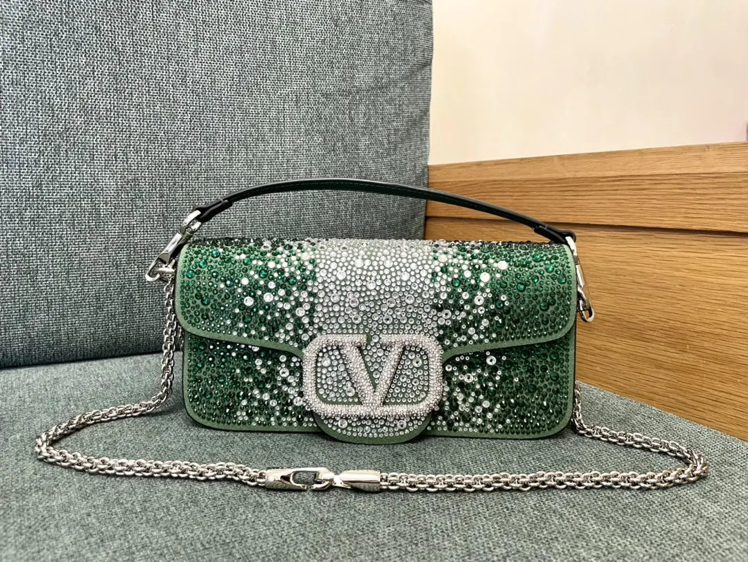 garavani Valentino Green Crystal Bag