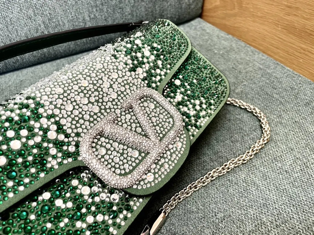 garavani Valentino Green Crystal Bag - Hình 2