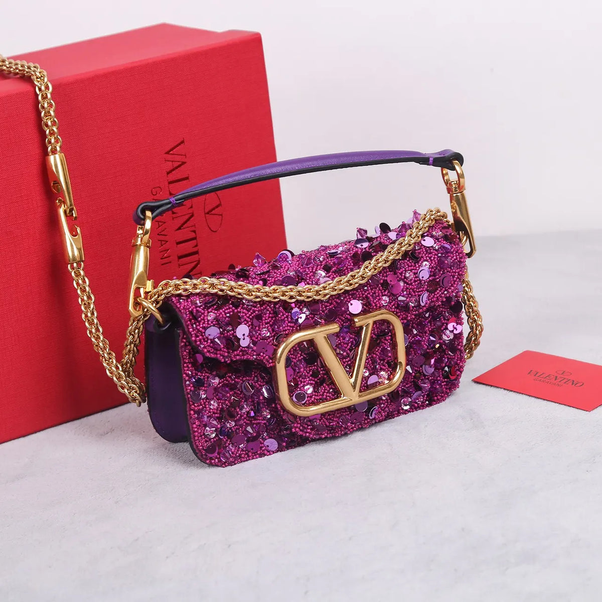 Valentino Purple Sequin Mini Bag