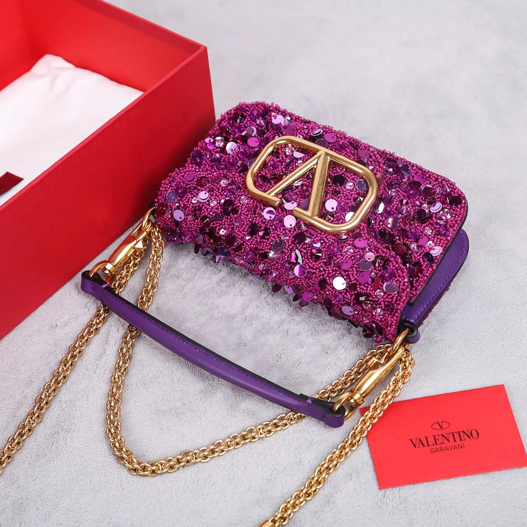Valentino Purple Sequin Mini Bag - Hình 5