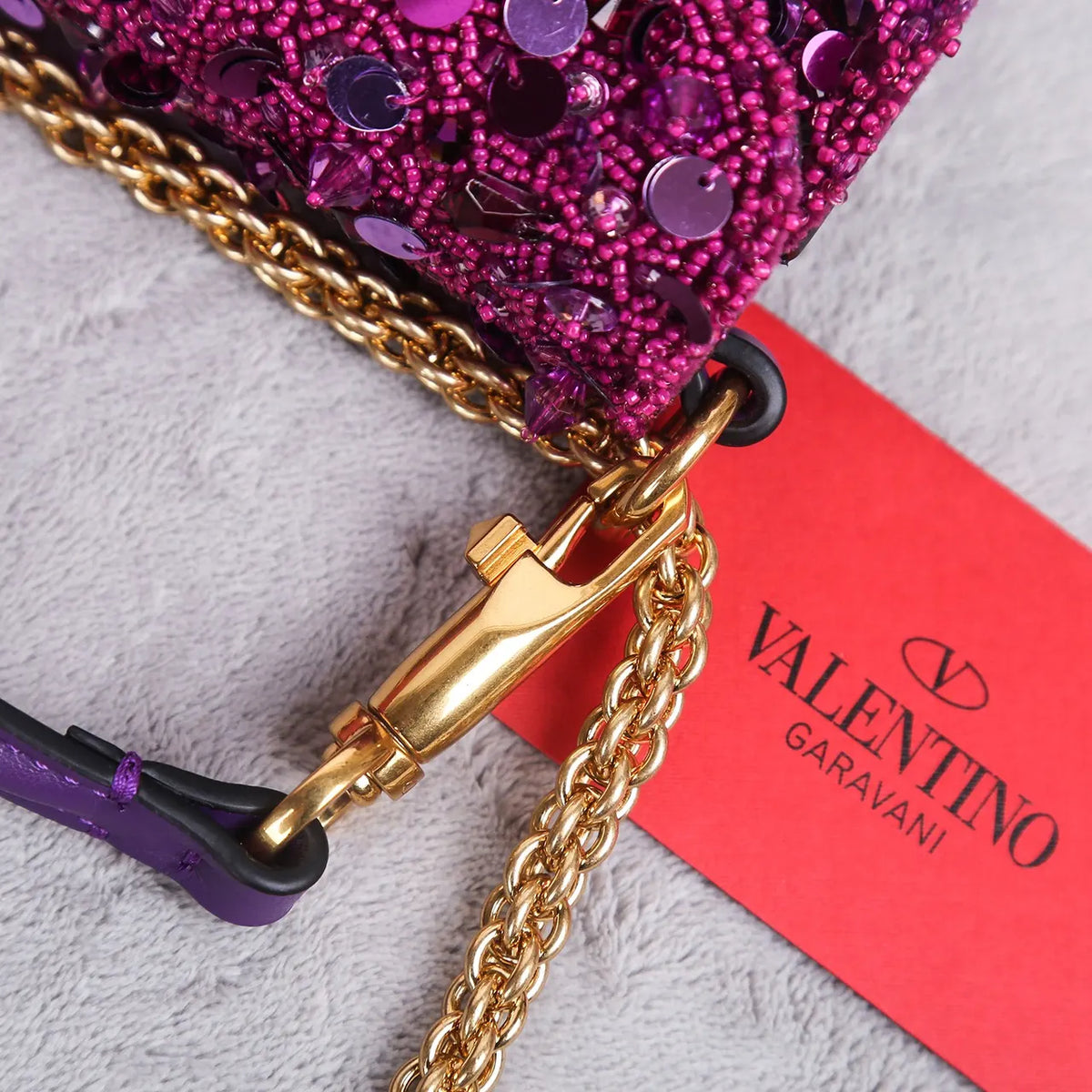 Valentino Purple Sequin Mini Bag - Hình 6