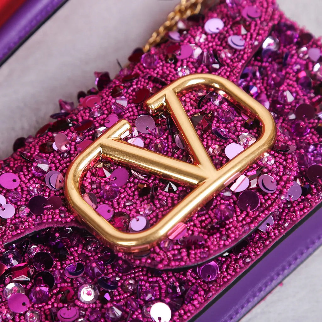 Valentino Purple Sequin Mini Bag - Hình 4