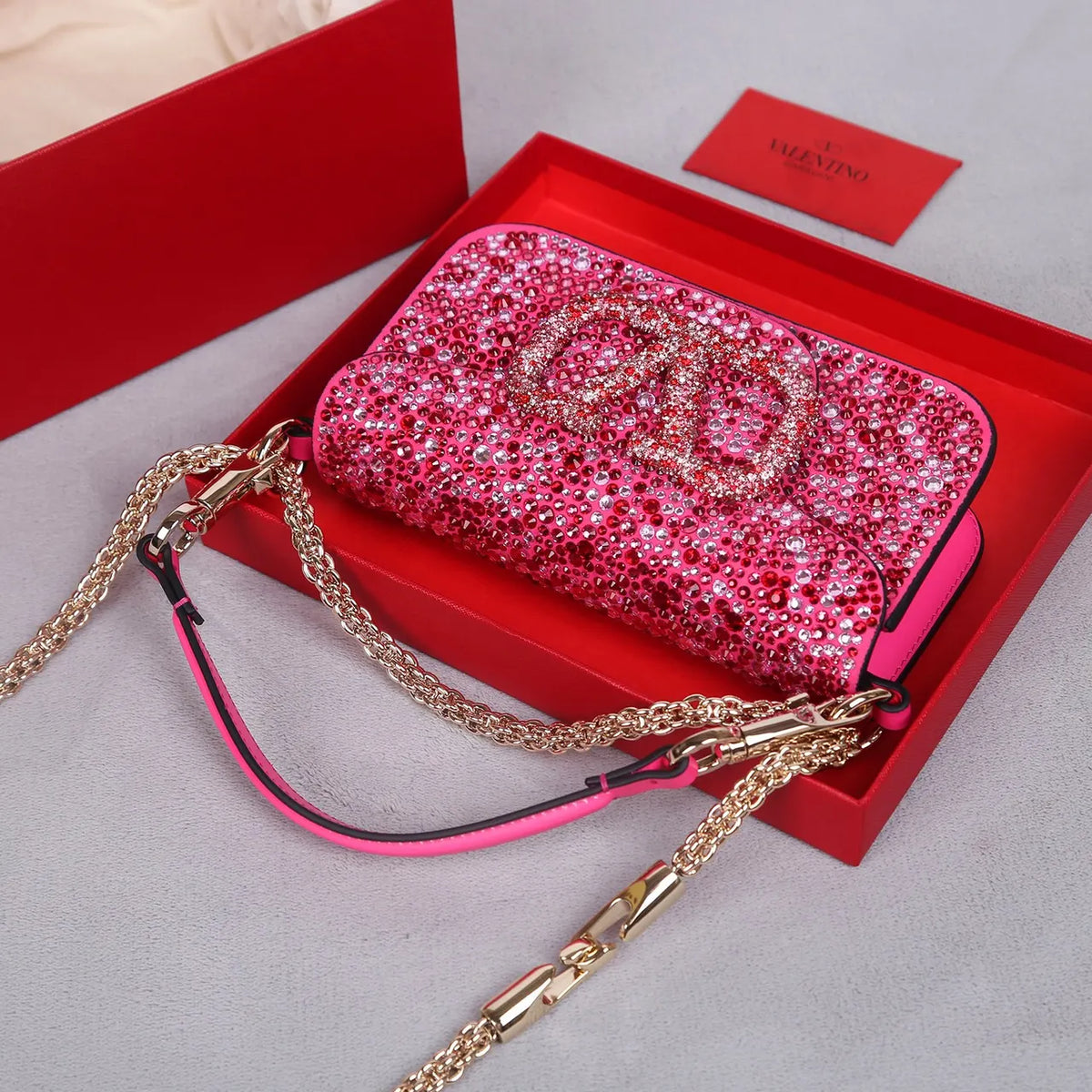 Valentino Pink Crystal Mini Bag - Hình 3