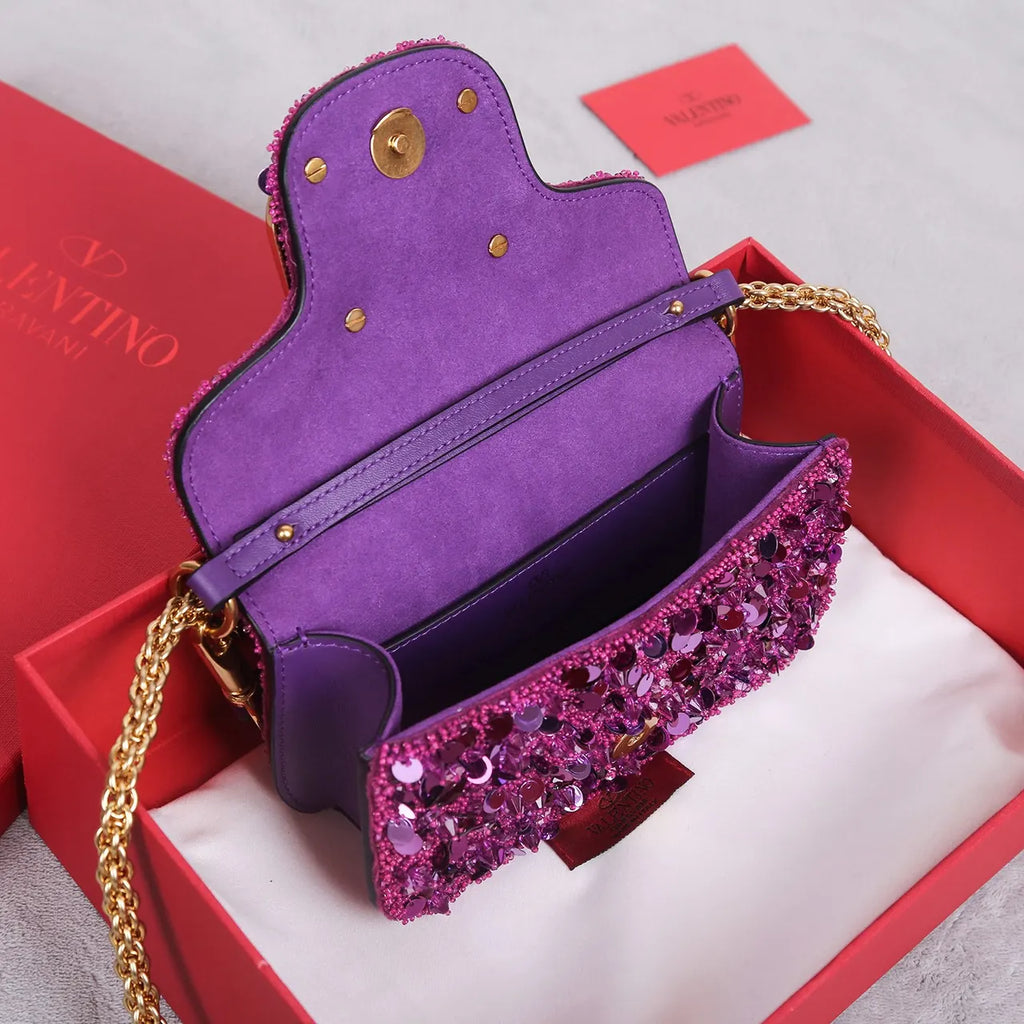 Valentino Purple Sequin Mini Bag - Hình 7
