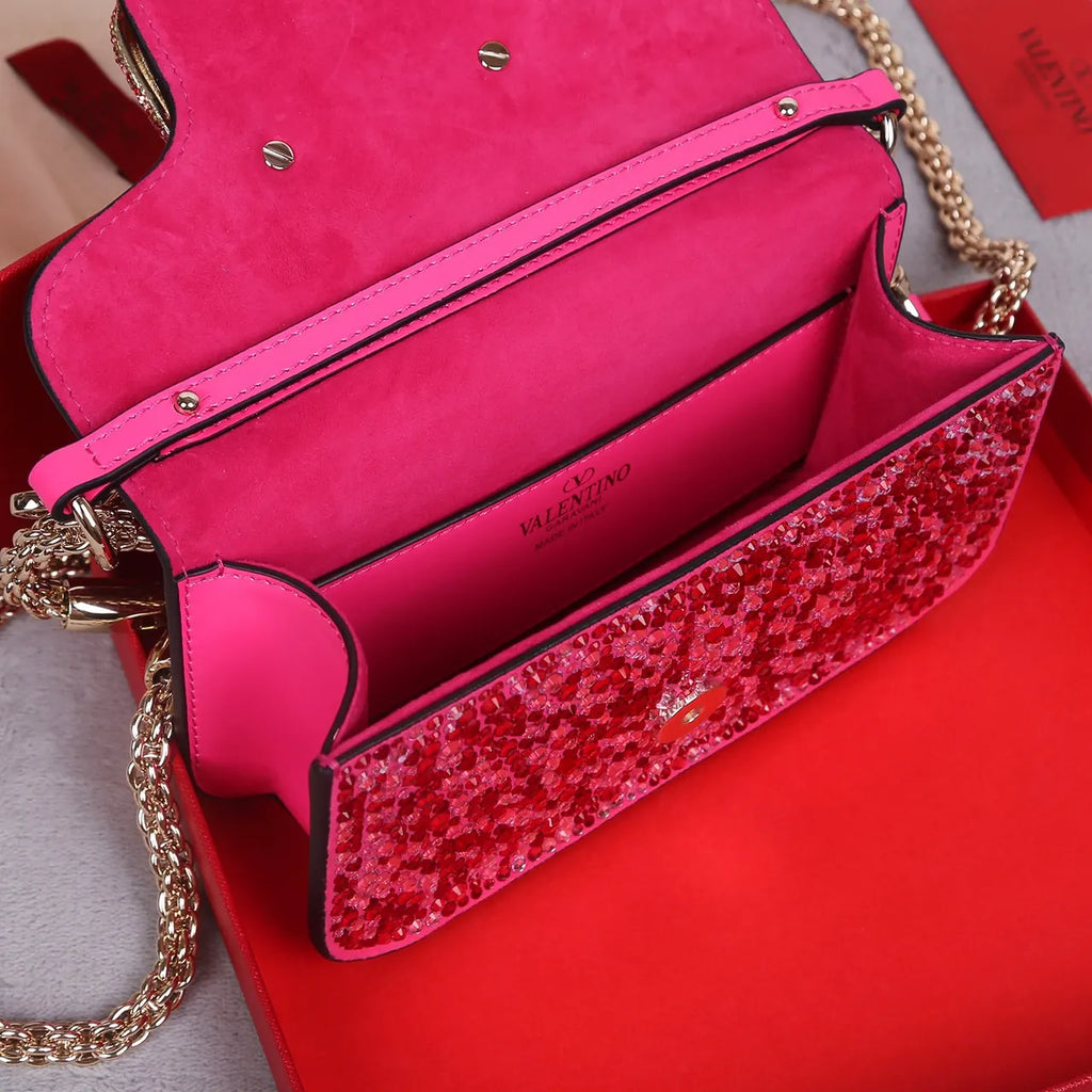 Valentino Pink Crystal Mini Bag - Hình 7