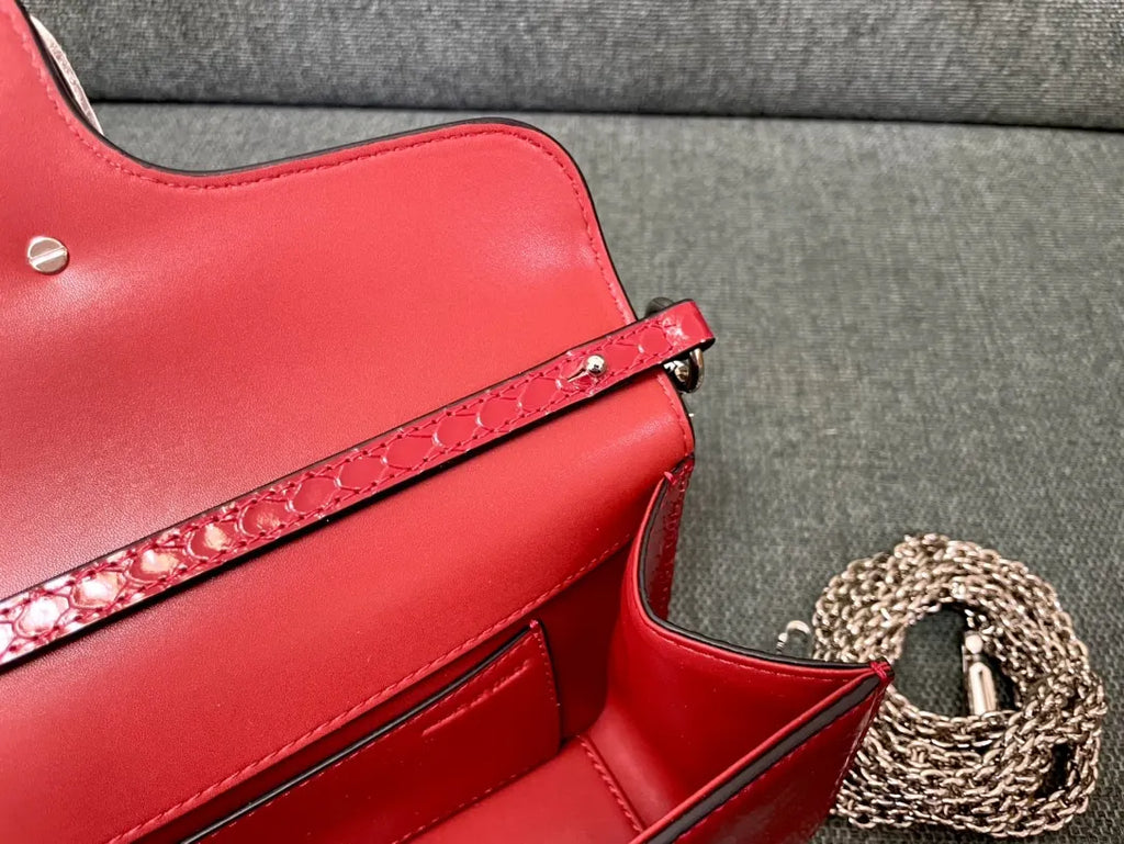 Valentino Red Python VLogo Bag - Hình 7
