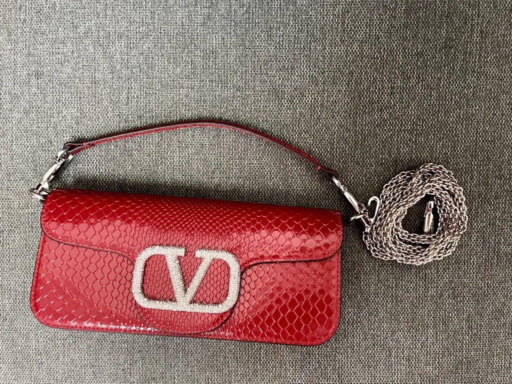 Valentino Red Python VLogo Bag - Hình 8
