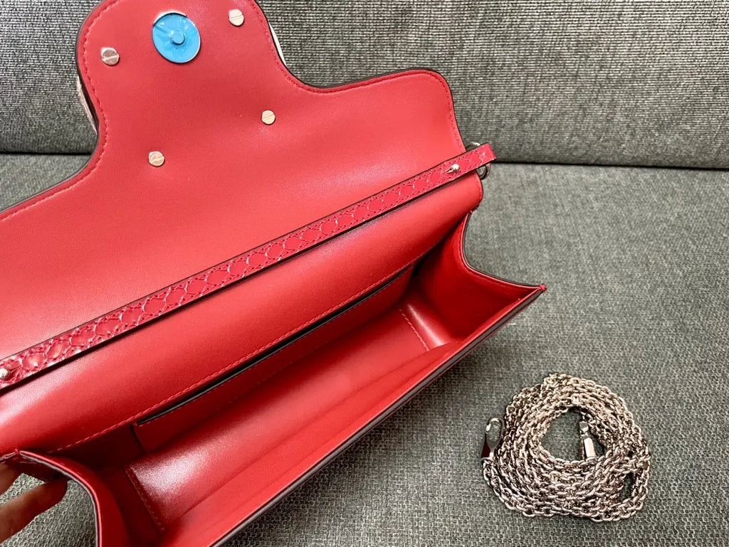 Valentino Red Python VLogo Bag - Hình 6