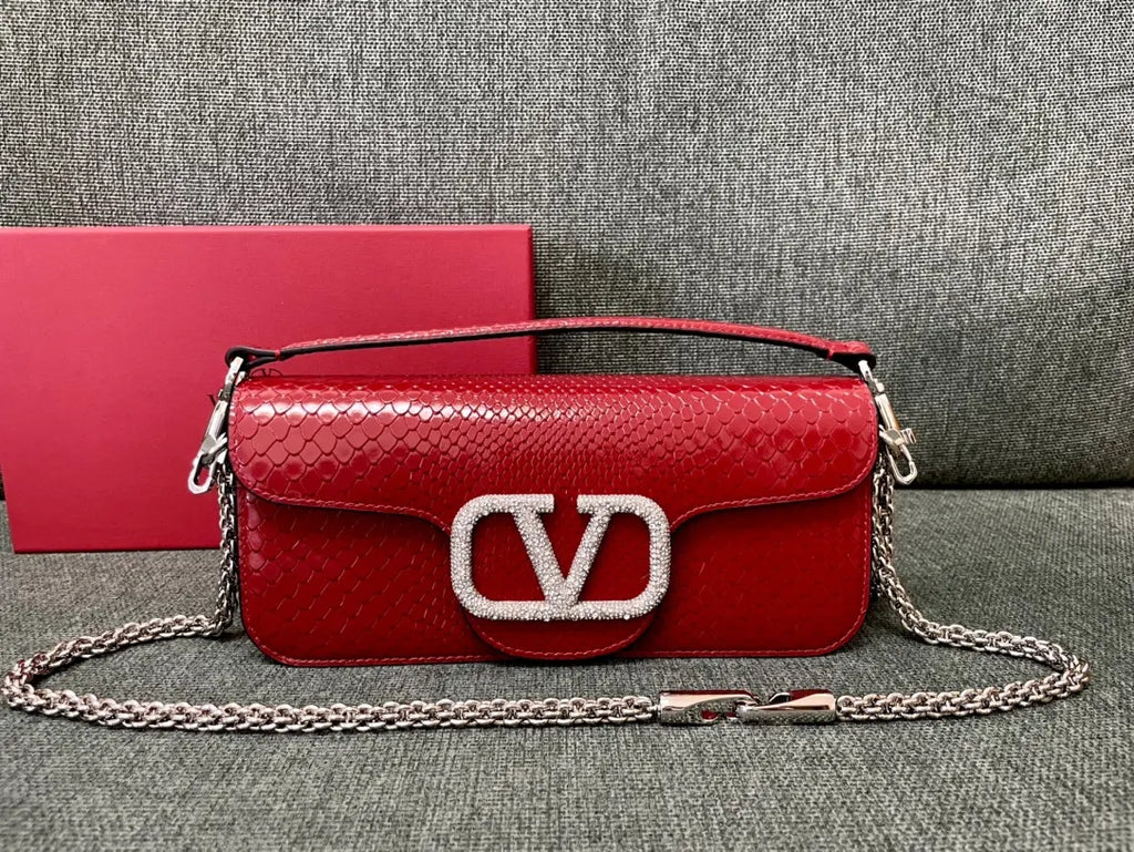 Valentino Red Python VLogo Bag