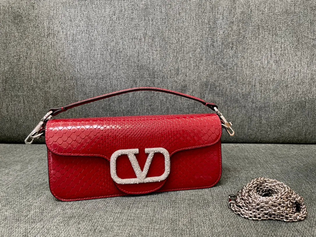 Valentino Red Python VLogo Bag - Hình 2